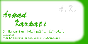 arpad karpati business card